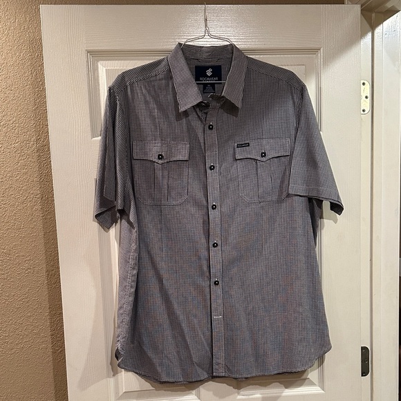 Rocawear Men's Black and White Checkered Button Down Shirt - Picture 1 of 5